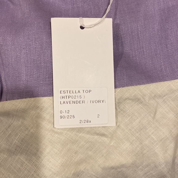HEVRON Estella top 100% linen Lavander/ivory 2 - Picture 5 of 5